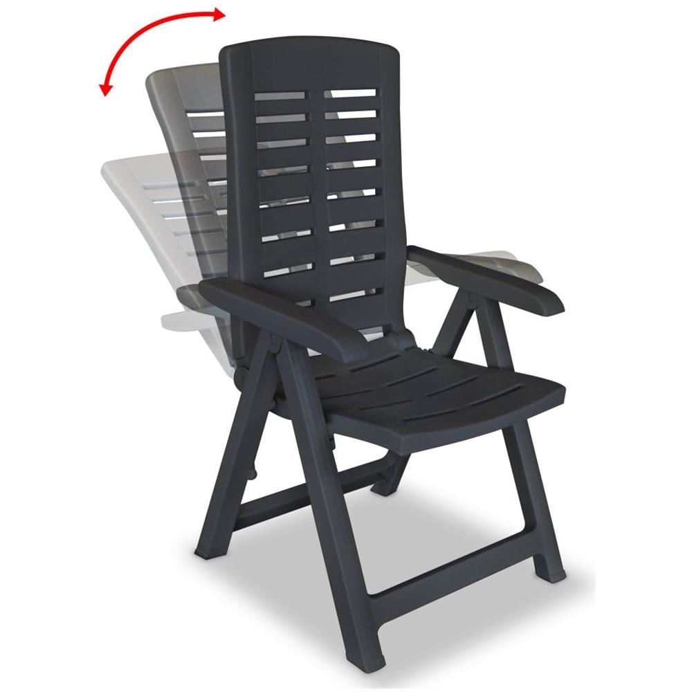 Sedie da Giardino Reclinabili 2 pz in Plastica Antracite - Foto 2