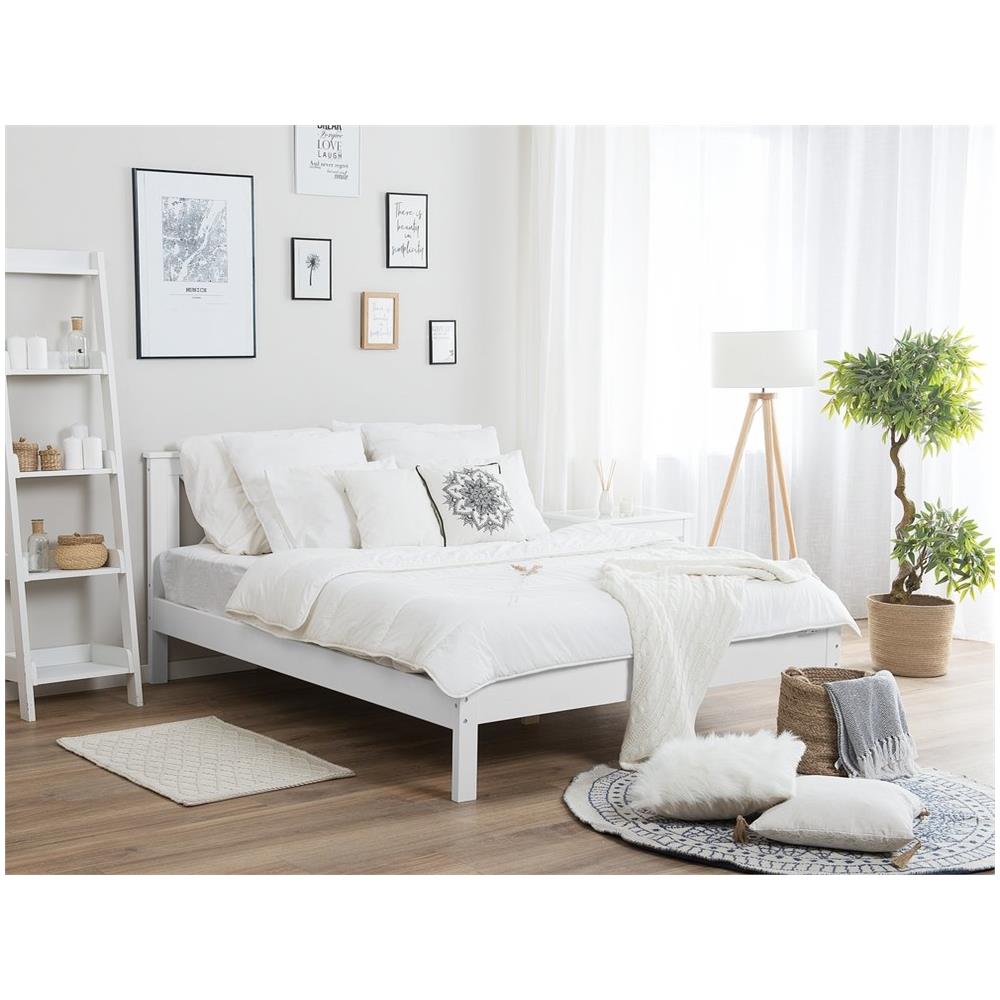 Letto Doppio In Legno Bianco 160x200cm Tannay - Foto 1