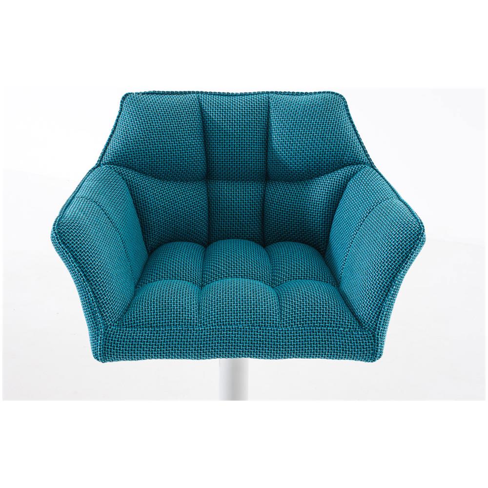 Sgabello Alto Bar Damaso I Sgabello Design Cucina Trapuntato in Tessuto con Braccioli E Schienale Imbottiti l Sedia Sgabello Bar Pub con Poggiapiedi Turchese Bianco - Foto 5