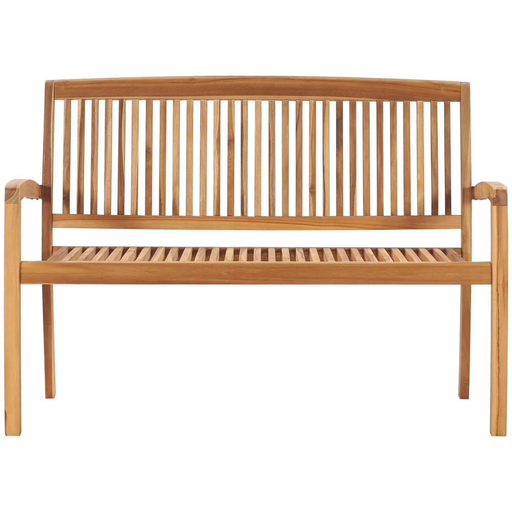 Panchina Da Giardino Impilabile E Cuscino 128,5cm Teak Massello - Foto 3