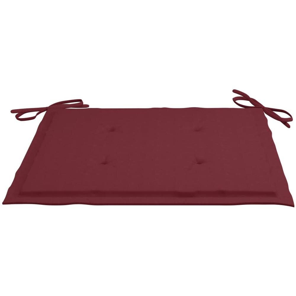 Sedie Da Giardino Con Cuscini Rosso Vino 4 Pz Massello Di Teak - Foto 8