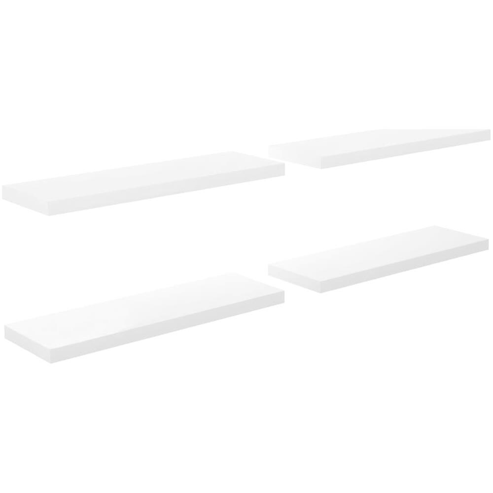 Scaffali A Parete 4 Pz Bianco Lucido 80x23,5x3,8 Cm In Mdf - Foto 2