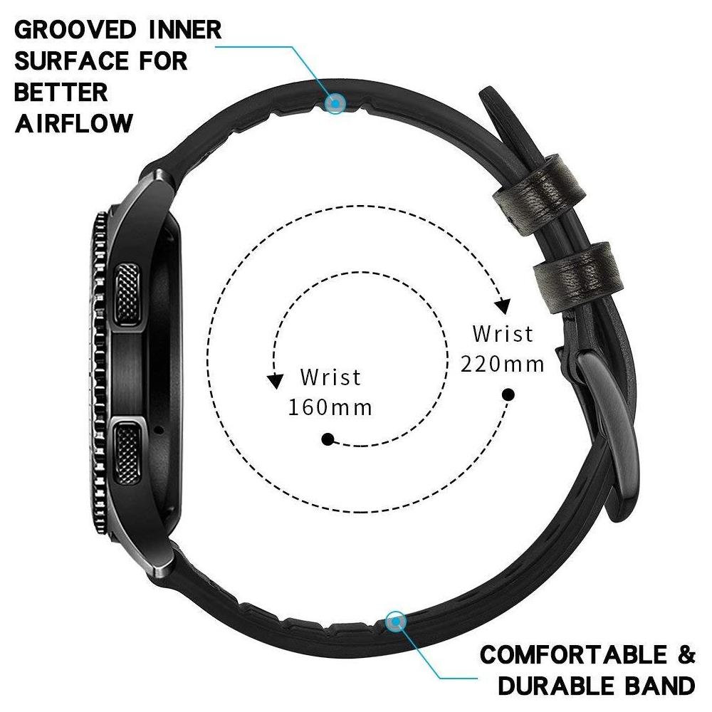 Bracciale Samsung Gear S3 Classic, Frontier, Galaxy Watch 22 Mm In Pelle Nera - Foto 2