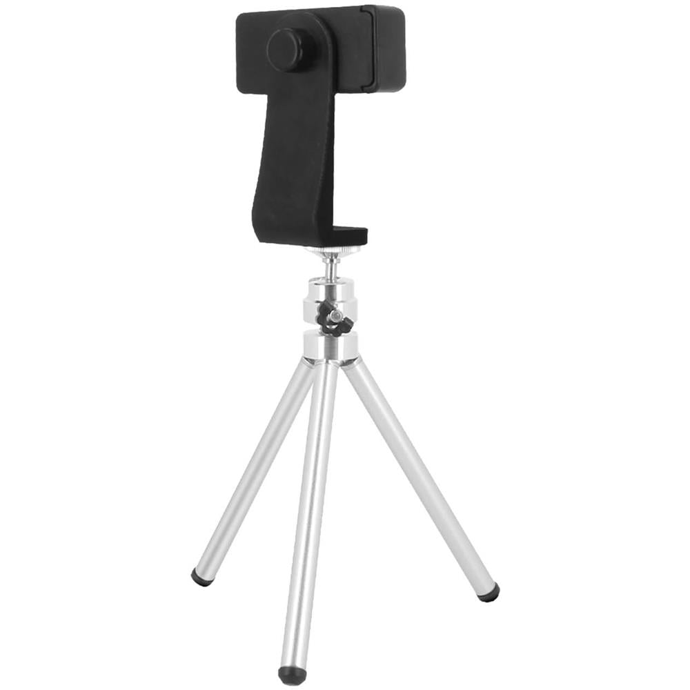 Treppiedi Da Tavolo Per Smartphone Ruota A 360° Piedi Espanbili Argento - Foto 2