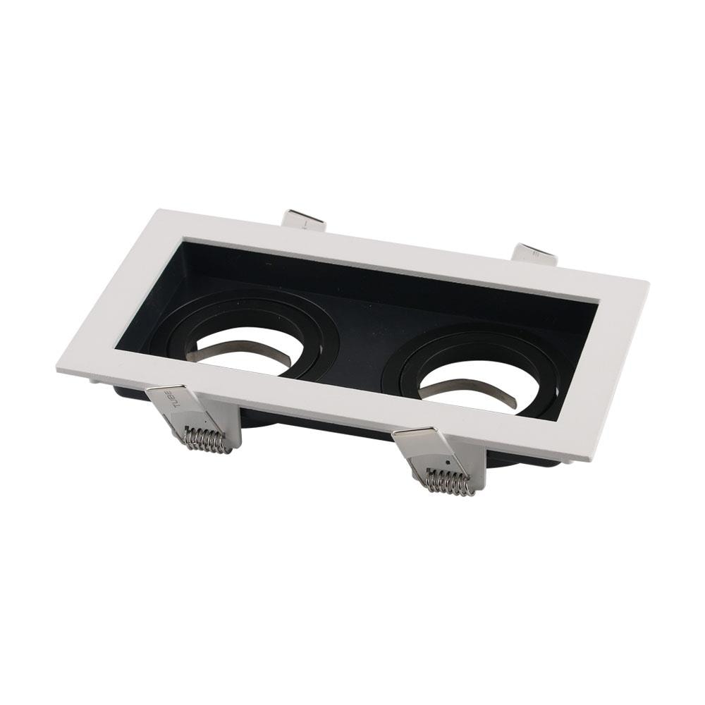 Portafaretto In Alluminio Quadrato Da Incasso Bianco E Nero Per 2 Gu10 V-tac - Foto 1