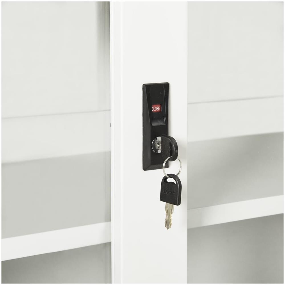 Armadio Con Ante Scorrevoli Bianco 90x40x90 Cm In Acciaio - Foto 3