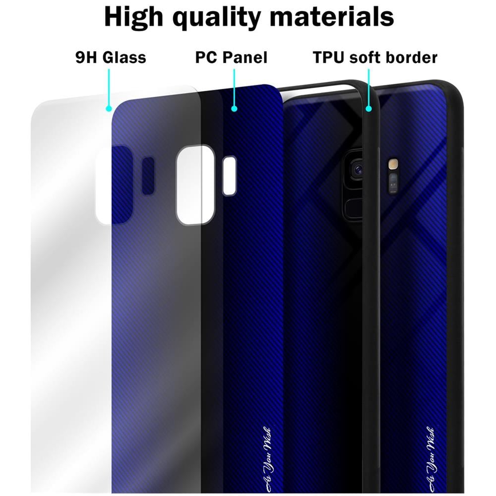 Custodia Compatibile Con Samsung Galaxy S9 - Ottica A Strisce In Cobalto Viola - Coperchio Protettivo In Vetro Temperato E Silicone Tpu - Foto 7