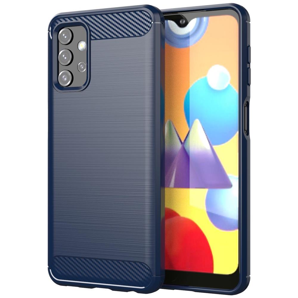 Custodia Compatibile Con Samsung Galaxy A32 5g In Brushed Blu - Coperchio Protettivo In Silicone Tpu Flessibile In Look Acciaio Inossidabile-fibra Di Carbonio - Foto 1