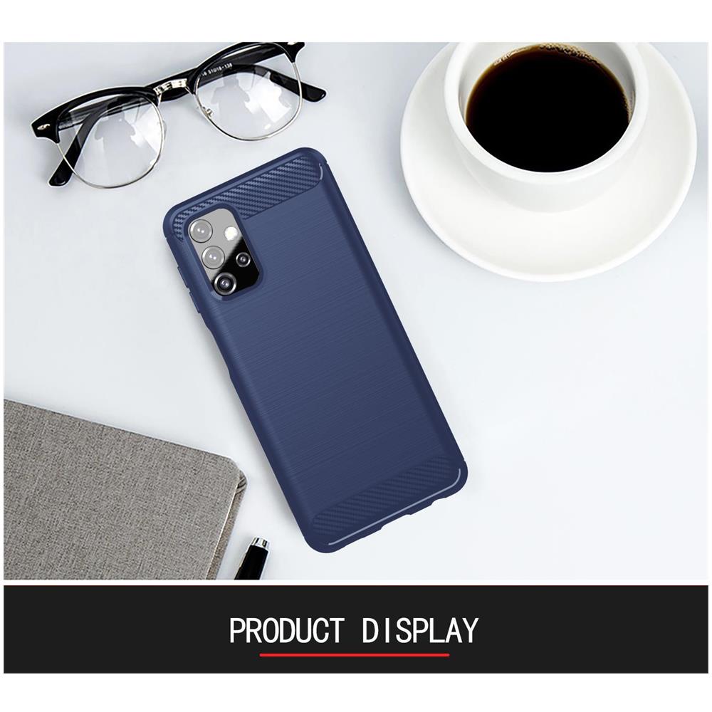 Custodia Compatibile Con Samsung Galaxy A32 5g In Brushed Blu - Coperchio Protettivo In Silicone Tpu Flessibile In Look Acciaio Inossidabile-fibra Di Carbonio - Foto 7