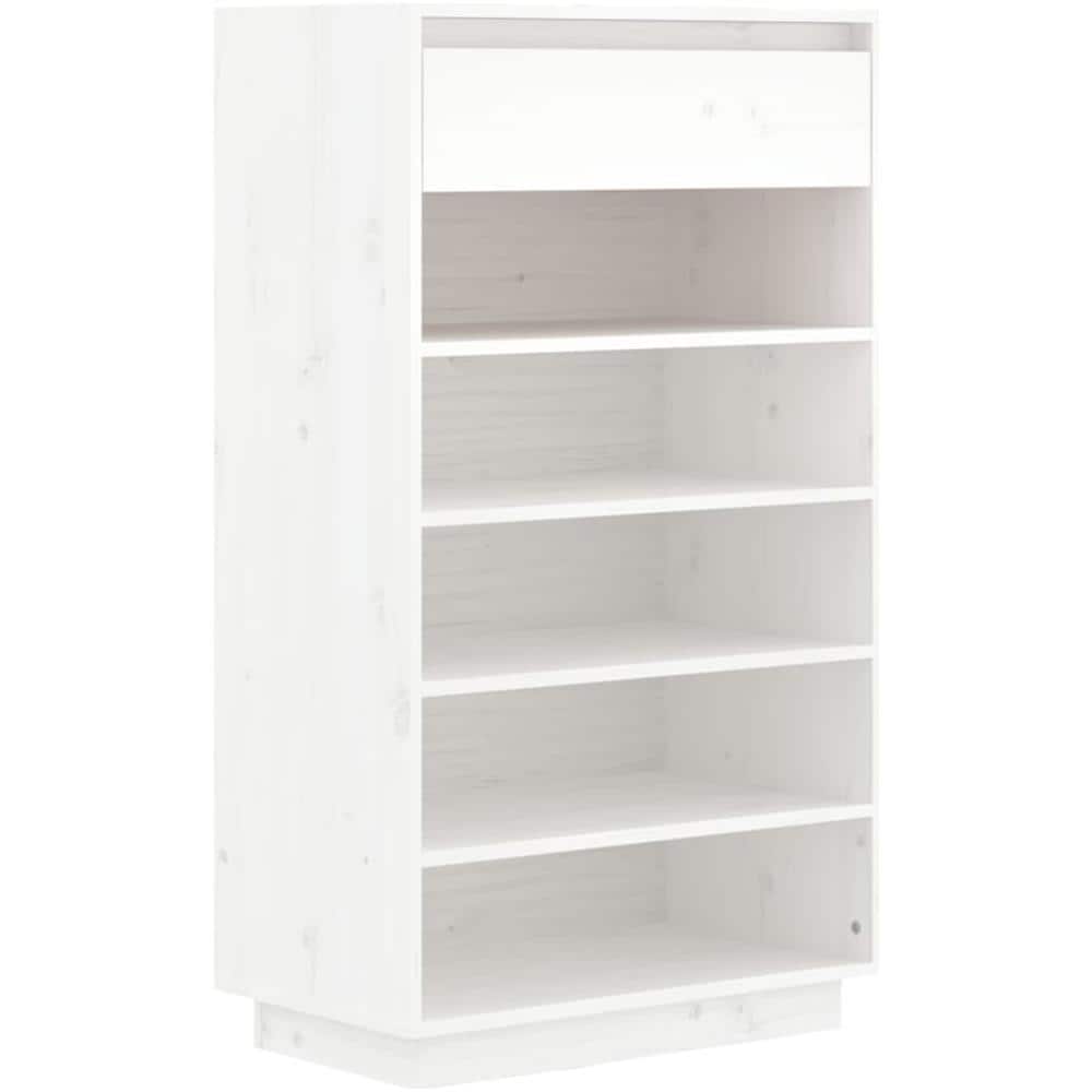 Scarpiera Bianca 60x34x105 Cm In Legno Massello Di Pino - Foto 1