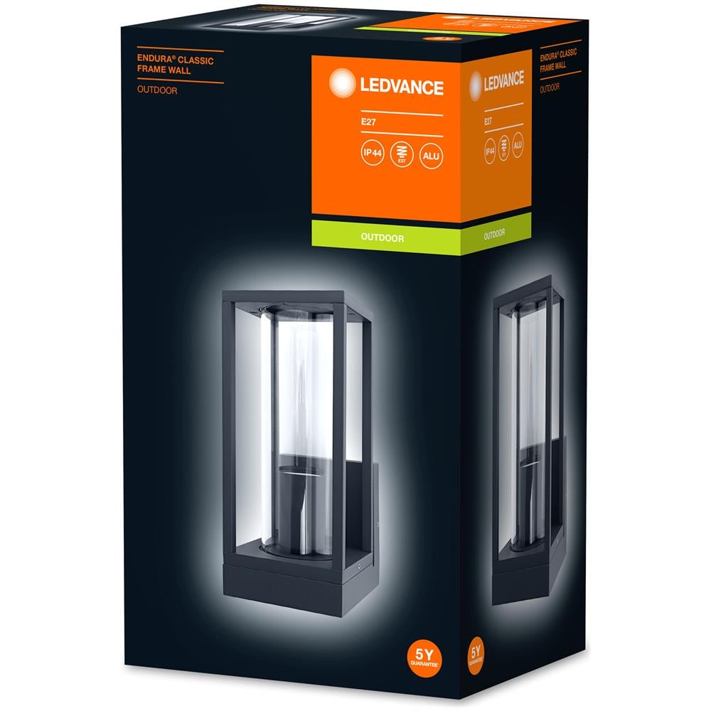 Lampada Da Parete A Led Di Ledvance Per Lampadine 1x E27, Luce Di Design Con Design Del Telaio Per Esterni Per Illuminazione Diretta, Realizzata In Alluminio E Vetro Di Alta Qualità, Muro Di Vetro Escura E27 - Foto 4