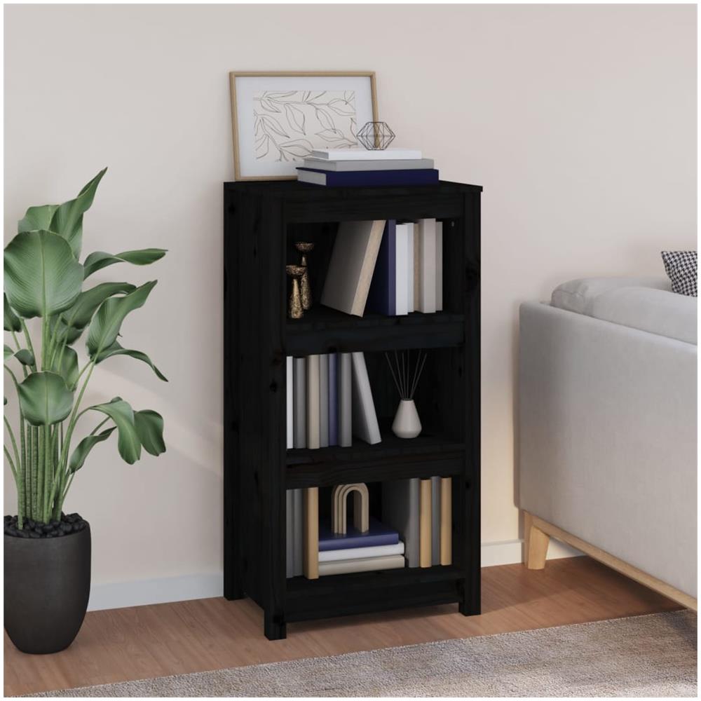 Libreria Nera 50x35x97 Cm In Legno Massello Di Pino - Foto 1