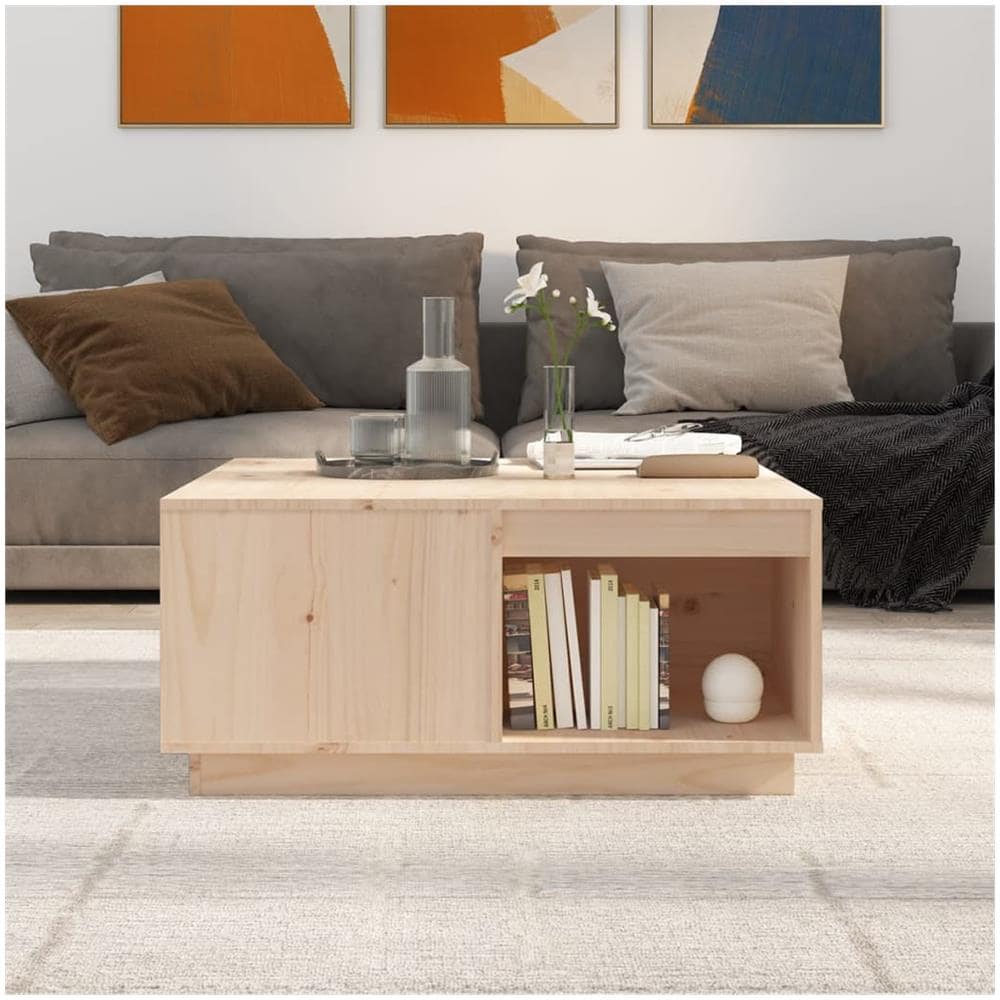 Tavolino Da Salotto 80x81x36,5 Cm In Legno Massello Di Pino - Foto 3