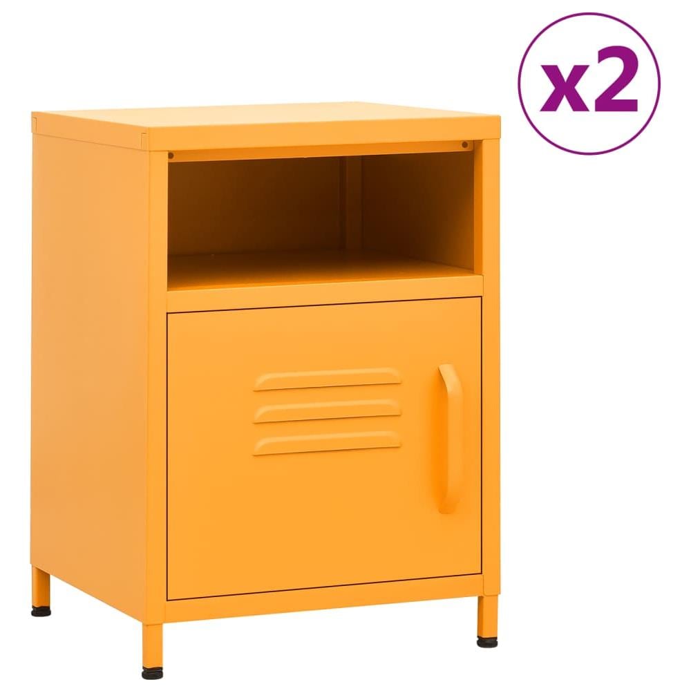 Comodini 2 Pz Giallo Senape 35x35x51 Cm In Acciaio - Foto 1