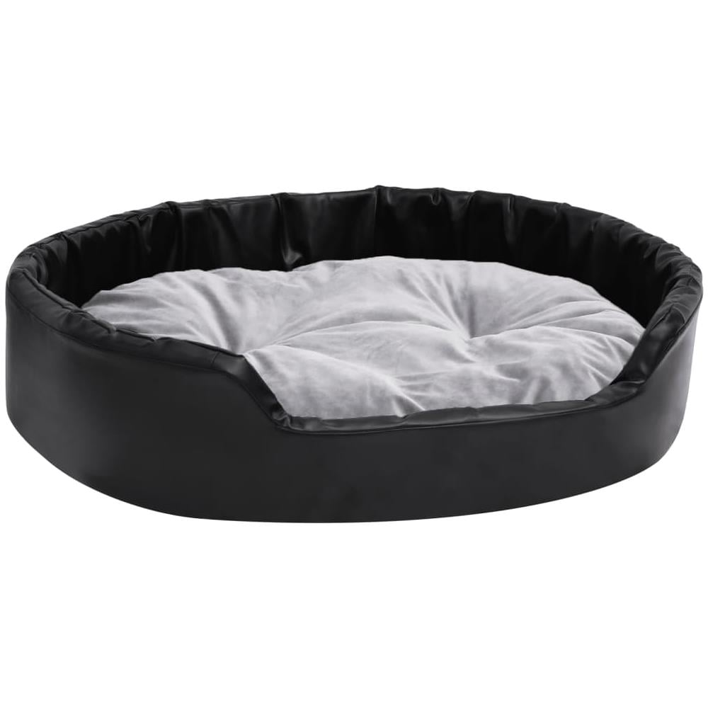 Lettino Per Cani Nero E Grigio 90x79x20 Cm Peluche E Similpelle - Foto 1