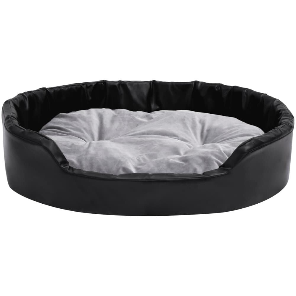 Lettino Per Cani Nero E Grigio 90x79x20 Cm Peluche E Similpelle - Foto 2