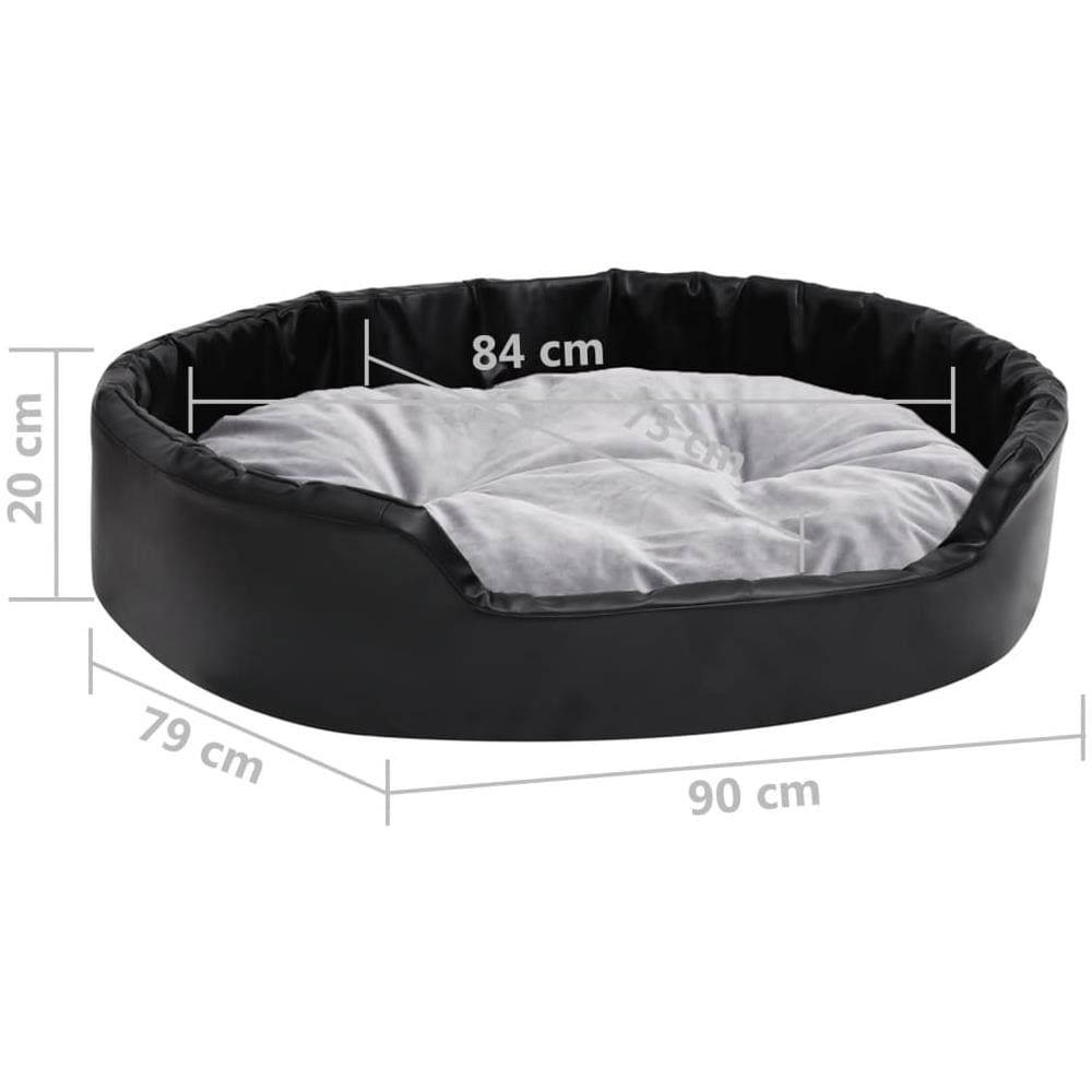 Lettino Per Cani Nero E Grigio 90x79x20 Cm Peluche E Similpelle - Foto 7