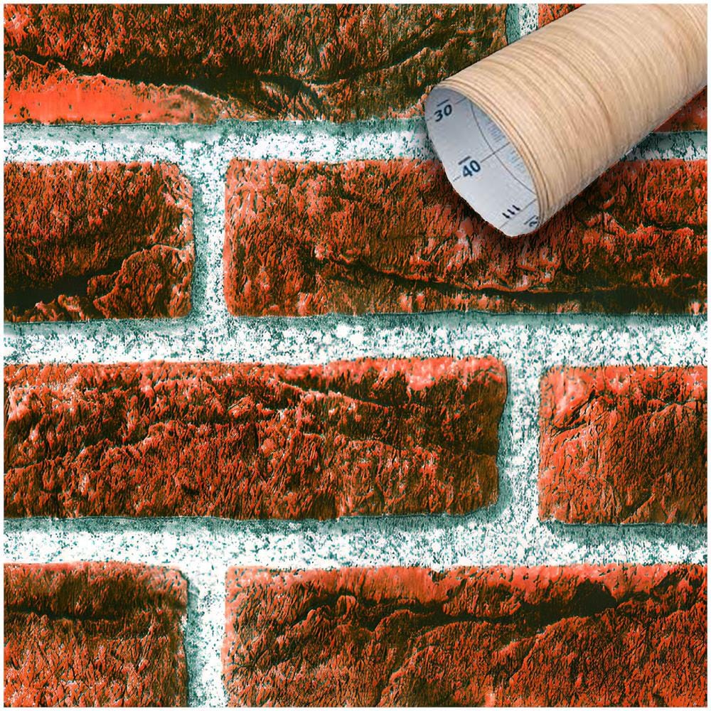 Rotolo 45cm X 2mt Di Pellicola Adesiva Effetto Mattoni Rossi 3d Hd Per Mura E Mobili - Foto 1