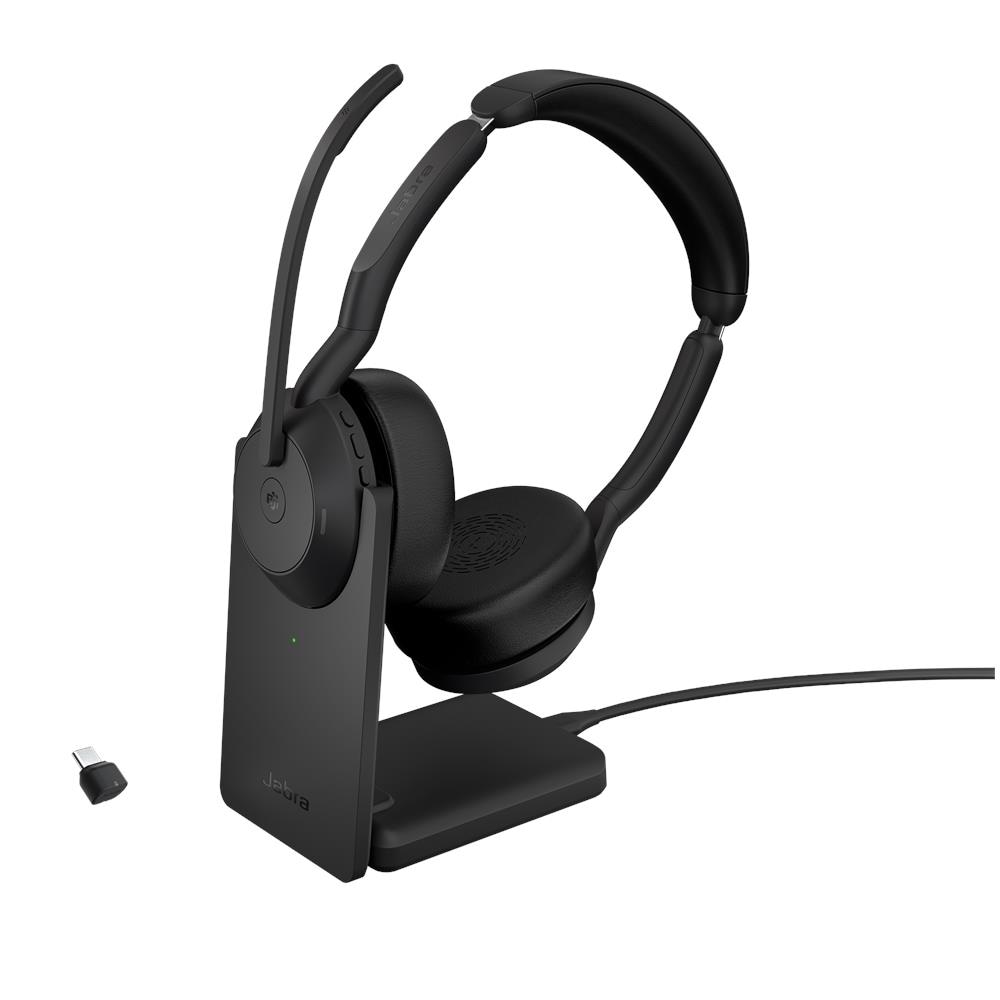 Evolve2 55 Auricolare Con cavo e senza cavo A Padiglione Ufficio Bluetooth Base di ricarica Nero - Foto 1