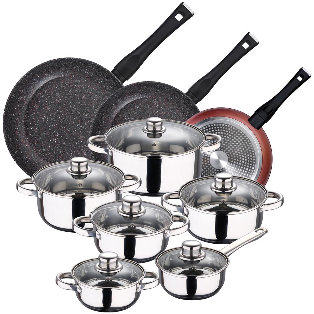 Confezione Da 3 Teglie Ø20/24 E 28 Cm + Set Di Pentole In Acciaio Inox Da 12 Pezzi - Foto 1