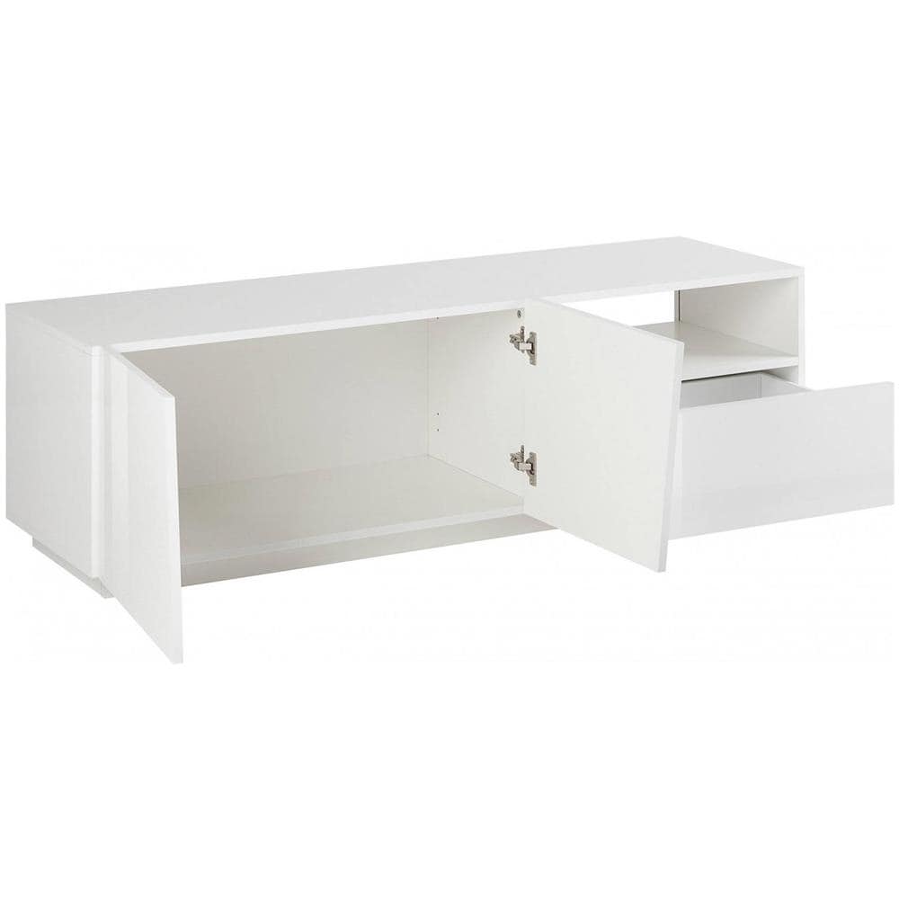 Mobile Porta Tv Nino, Credenza Bassa Da Soggiorno A 2 Ante, Base Porta Tv, 100% Made In Italy, Cm 150x43h46, Bianco Lucido - Foto 4