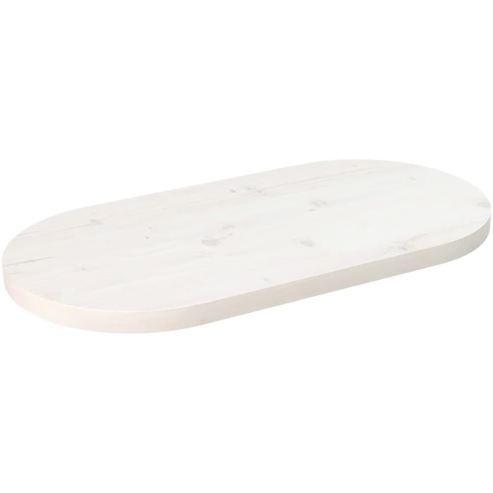 Piano Tavolo Bianco 60x30x2,5cm In Legno Massello Di Pino Ovale - Foto 1