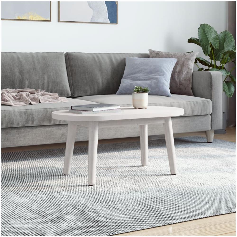 Piano Tavolo Bianco 60x30x2,5cm In Legno Massello Di Pino Ovale - Foto 2