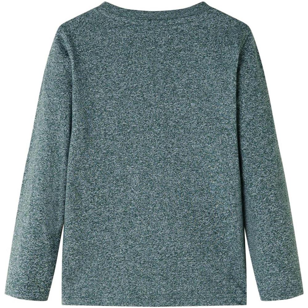 Maglietta Bambino Maniche Lunghe Verde Scuro Mélange 104 - Foto 2