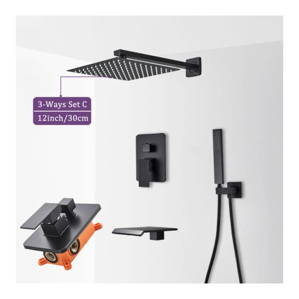 Set miscelatore doccia, Blackswan, tipo M77.3, modello cascata nero opaco, misura 30 cm - Foto 2