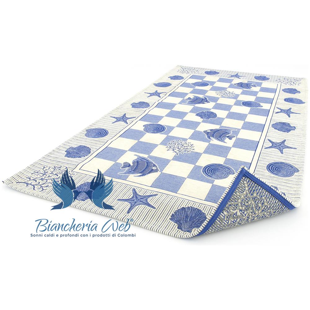 Tappeto Velour Antiscivolo Modello Marino By Suardi 65x110 Cm (set 2 Tappeti) Blu - Foto 1