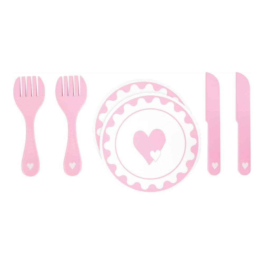 Set Coppia Piatti E Posate Rosa - Foto 1