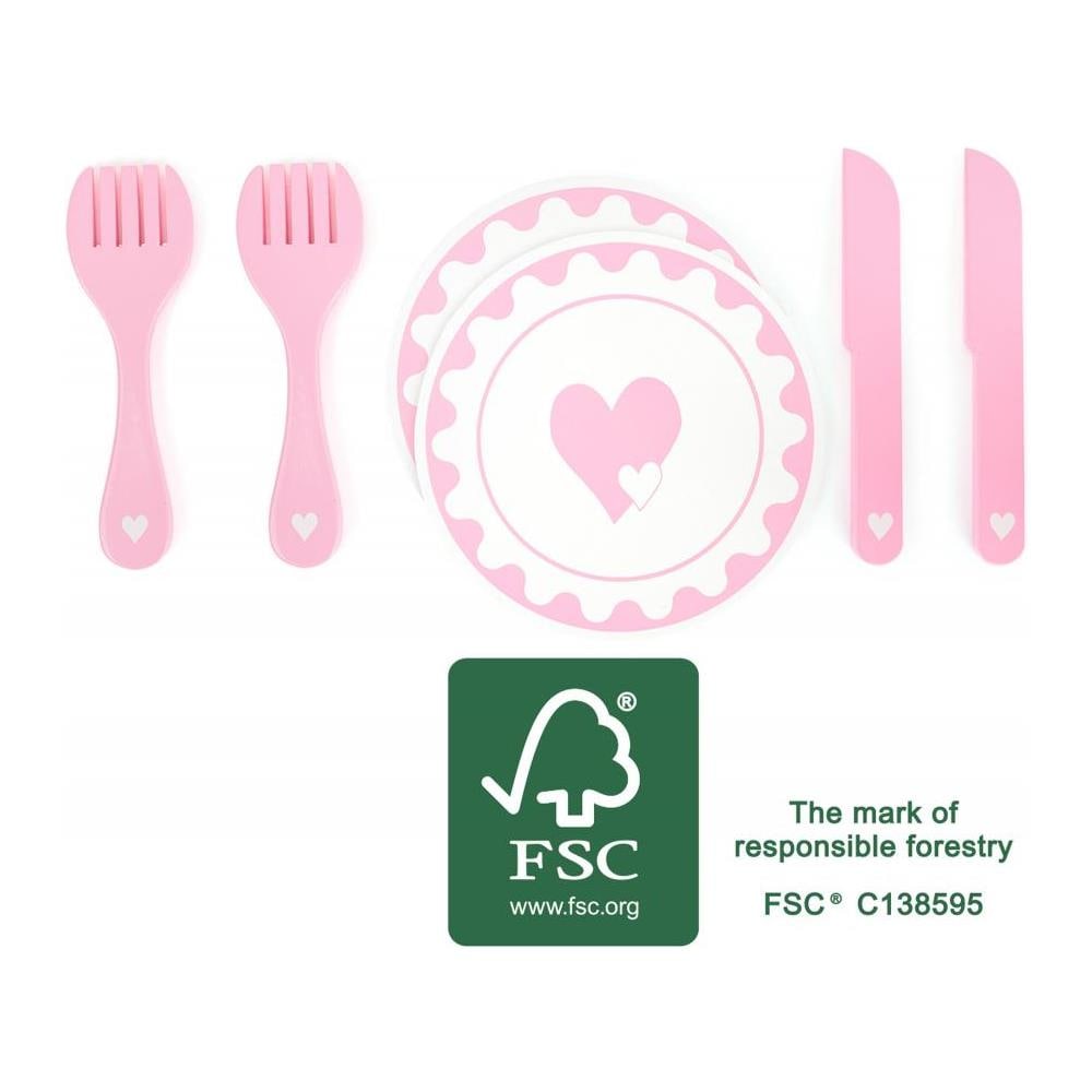 Set Coppia Piatti E Posate Rosa - Foto 3