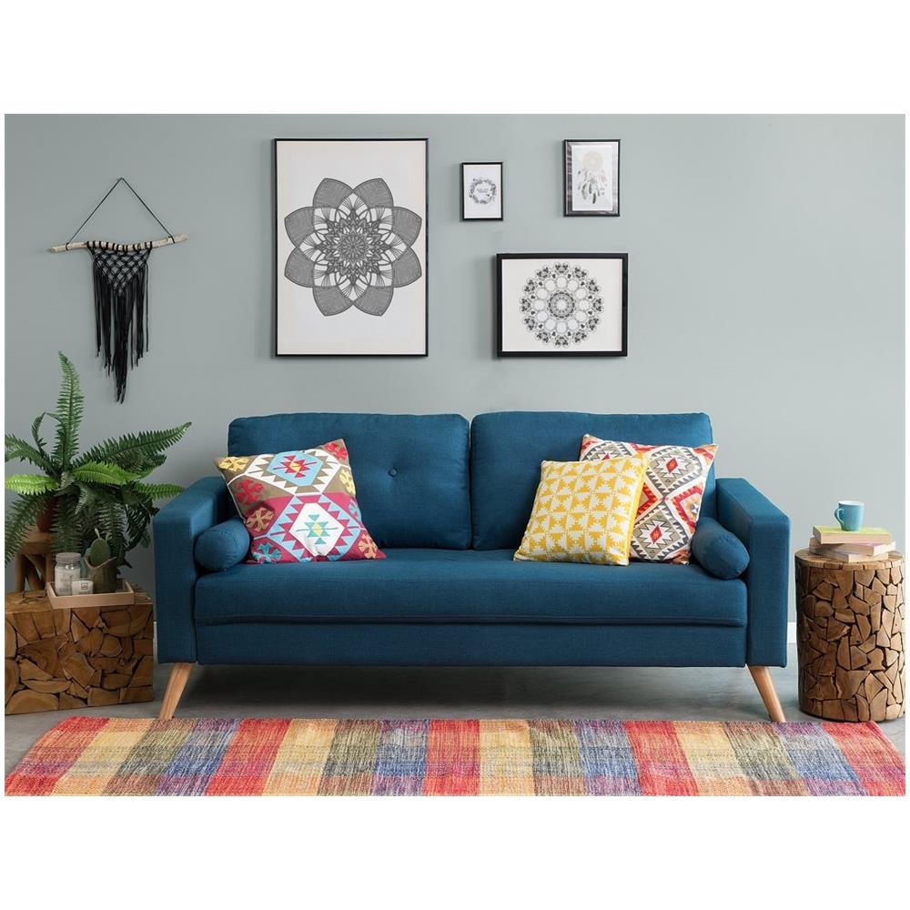 Divano A 2 Posti In Tessuto Blu Scuro Kalmar - Foto 2