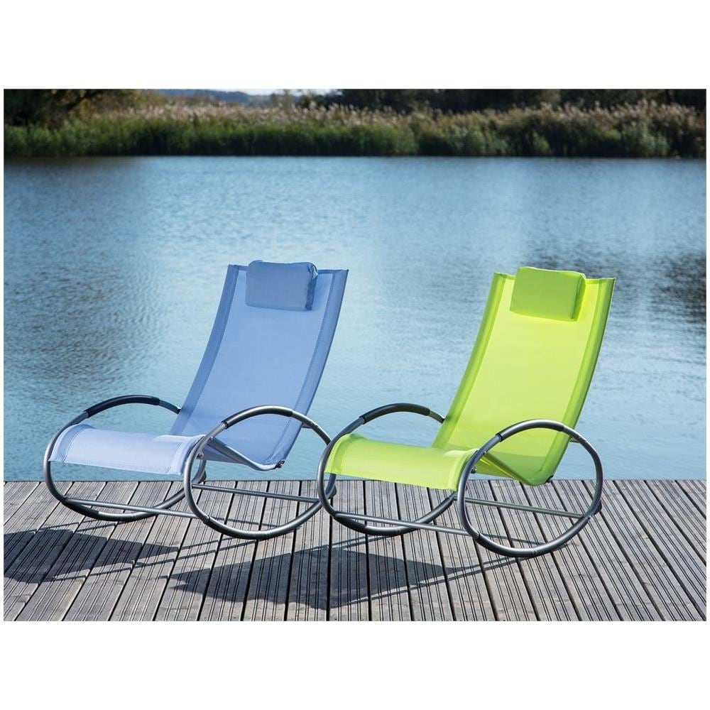 Sedia Da Giardino Blu Con Funzione Dondolo Campo - Foto 2