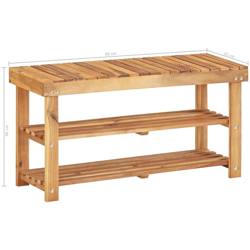 Scarpiera 90x32x46 Cm In Legno Massello Di Acacia - Foto 5