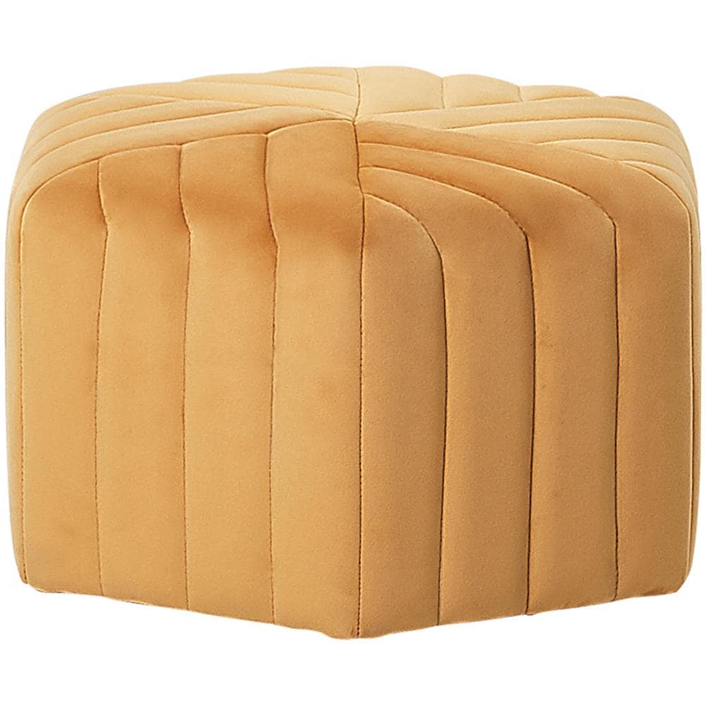 Pouf In Velluto Giallo Senape Murietta - Foto 1