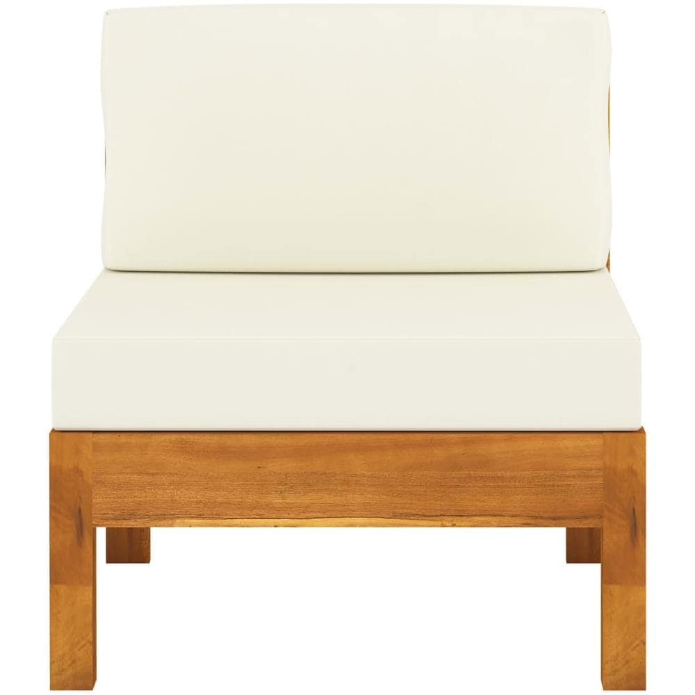 Divani Centrali 2 Pz Con Cuscini Bianco Crema Massello Acacia - Foto 3