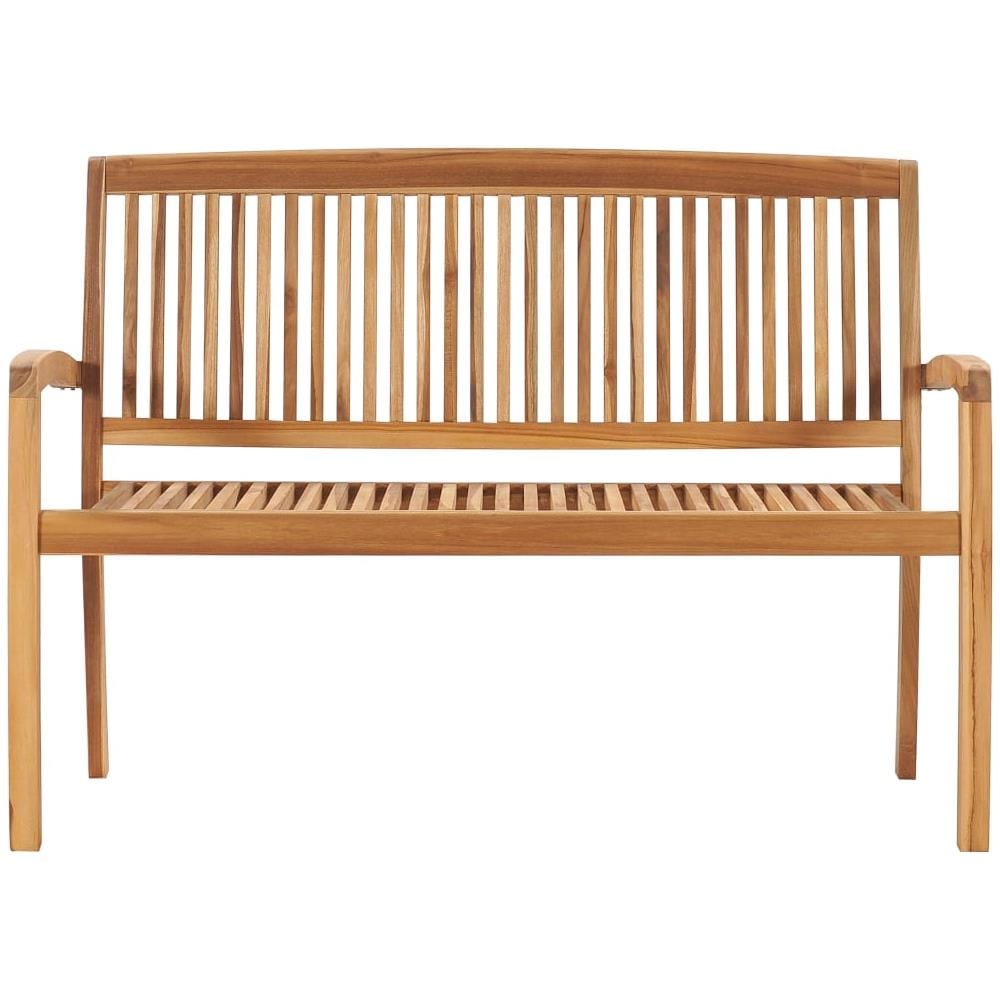 Panchina Da Giardino Impilabile E Cuscino 128,5cm Teak Massello - Foto 3