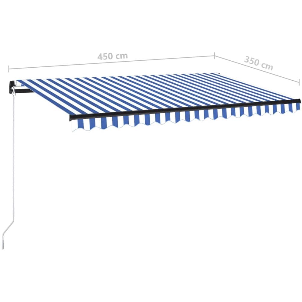 Tenda Da Sole Retrattile Manuale 450x350 Cm Blu E Bianca - Foto 7