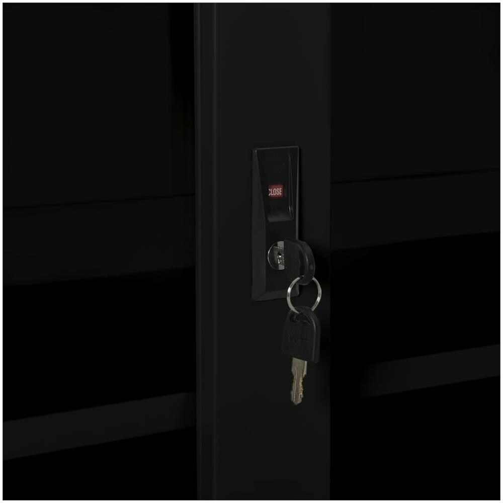 Armadio Con Ante Scorrevoli Nero 90x40x90 Cm In Acciaio - Foto 3