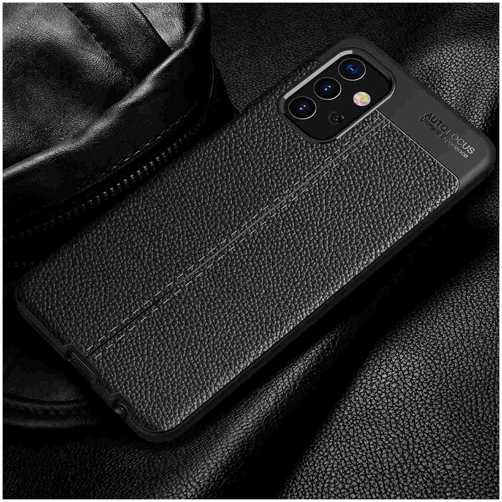 Custodia Compatibile Con Samsung Galaxy A32 5g In Nero Profondo - Coperchio Protettivo In Silicone Tpu Con Applicazione Di Finta Pelle Nobile - Foto 7