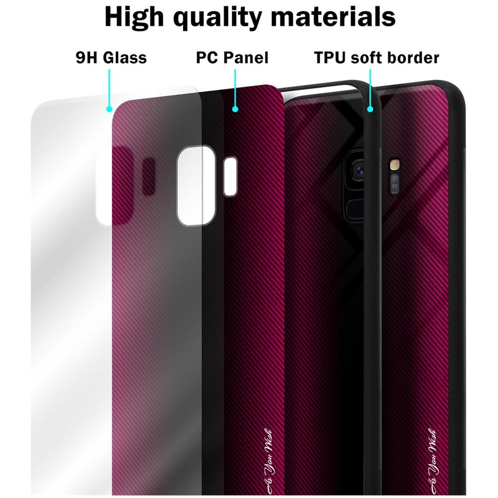 Custodia Compatibile Con Samsung Galaxy S9 - Ottica A Strisce In Cremisi Rosa - Coperchio Protettivo In Vetro Temperato E Silicone Tpu - Foto 7