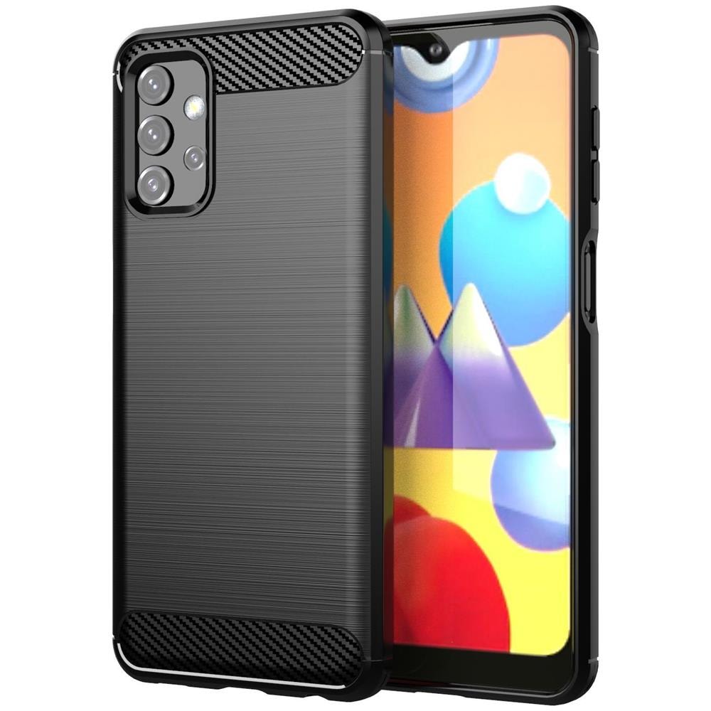 Custodia Compatibile Con Samsung Galaxy A32 5g In Brushed Nero - Coperchio Protettivo In Silicone Tpu Flessibile In Look Acciaio Inossidabile-fibra Di Carbonio - Foto 1