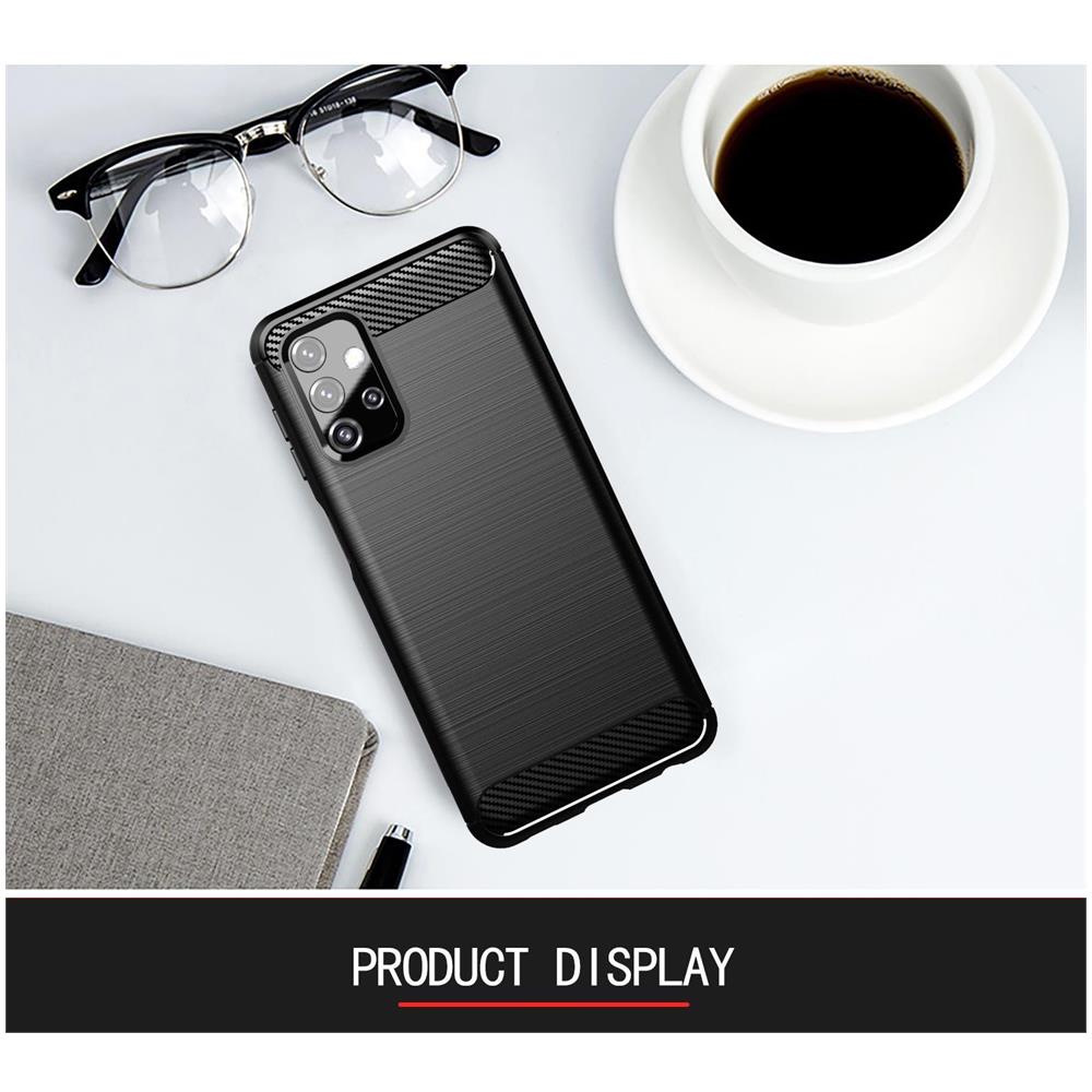 Custodia Compatibile Con Samsung Galaxy A32 5g In Brushed Nero - Coperchio Protettivo In Silicone Tpu Flessibile In Look Acciaio Inossidabile-fibra Di Carbonio - Foto 7