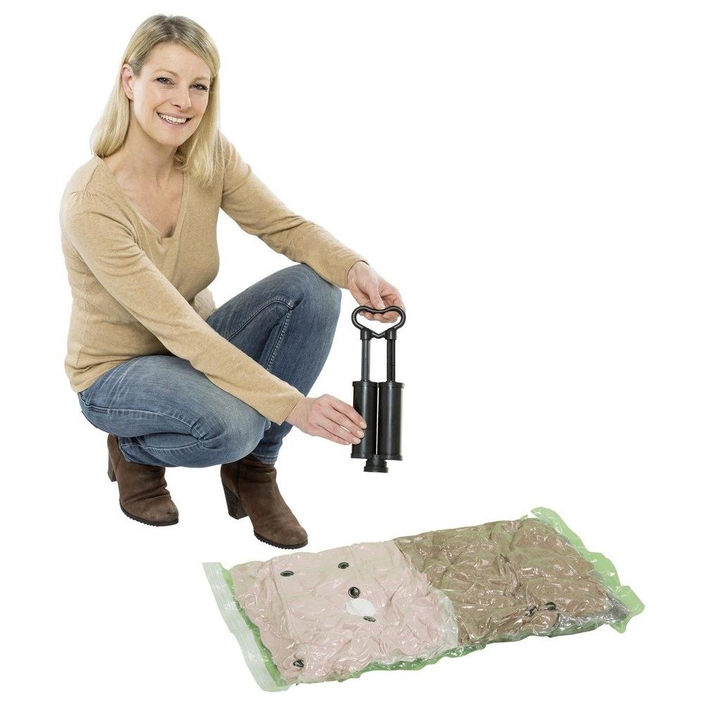 Venko - Sacchetti Sottovuoto, Set Di Sacchetti Di Plastica+pompa - 40 X 60 Cm (3 Pezzi), 50 X 70 Cm (2 Pz)  - Foto 1