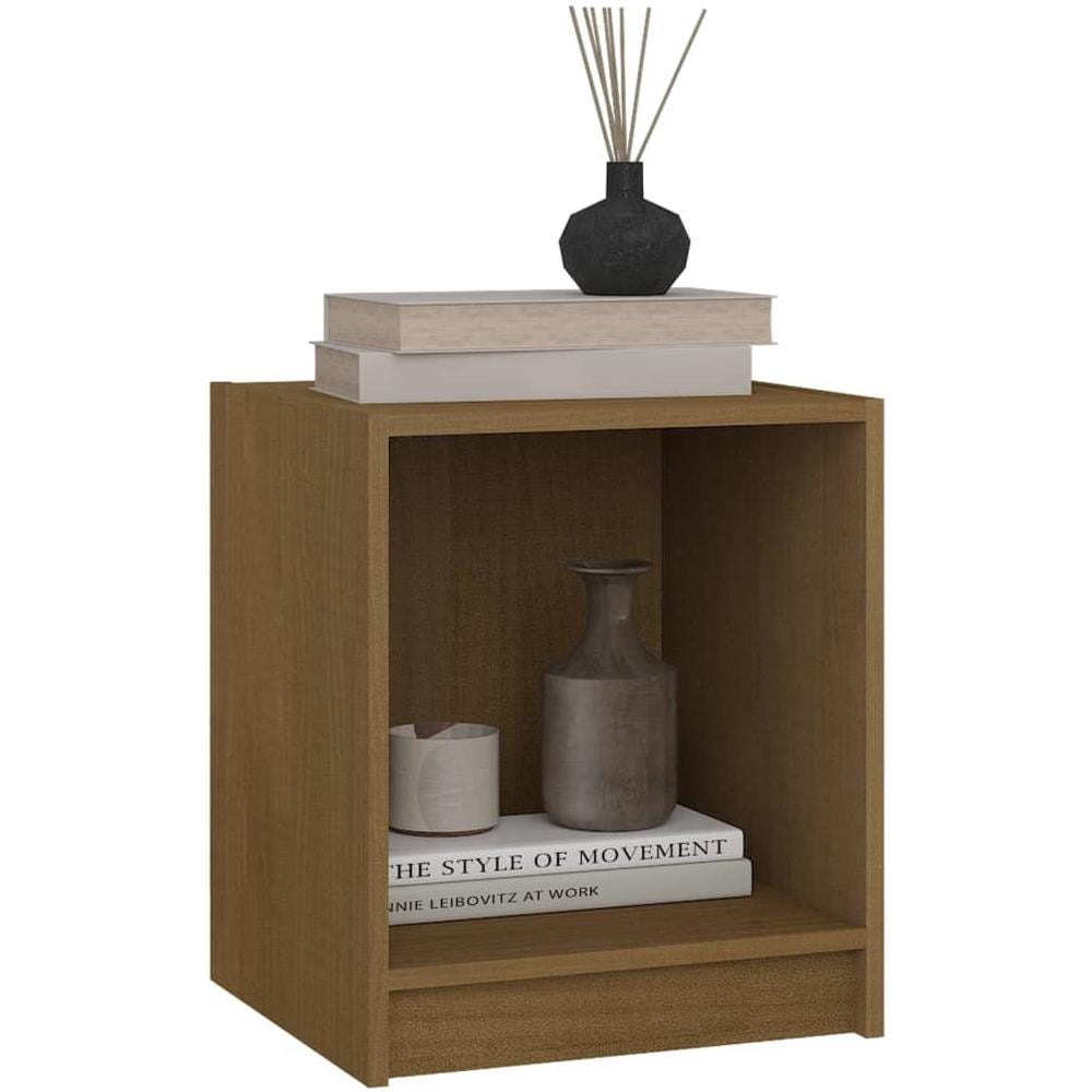 Comodino Marrone Miele 35,5x33,5x41,5 Cm In Legno Di Pino - Foto 3