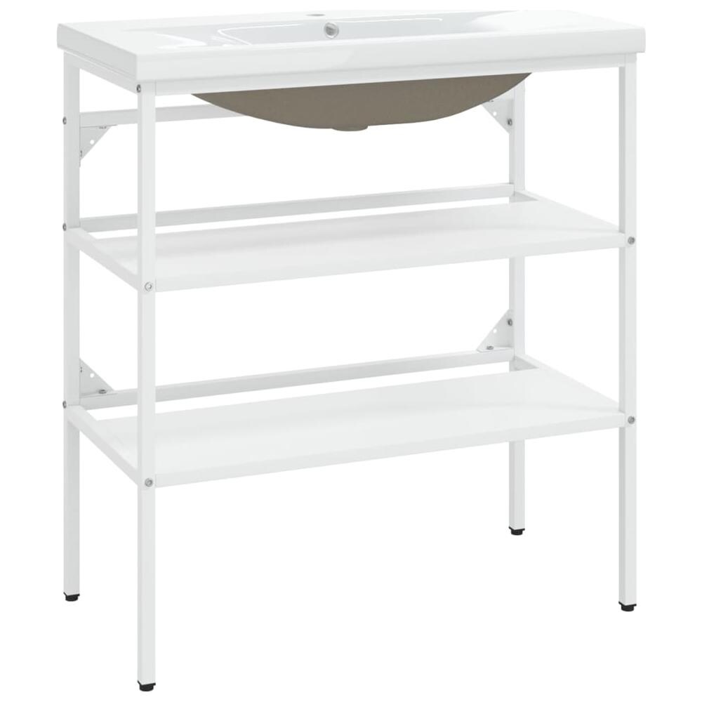 Telaio Per Lavabo Da Bagno Con Lavabo Integrato Bianco In Ferro - Foto 2