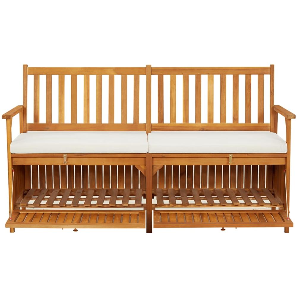 Cassapanca Con Cuscino 148 Cm In Legno Massello Di Acacia - Foto 3