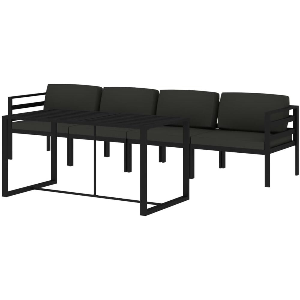 Set Divani Da Giardino 5 Pz Con Cuscini In Alluminio Antracite - Foto 2