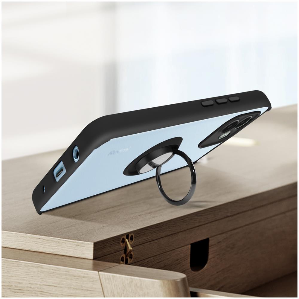 Cover Per Xiaomi Redmi A1 E A2 Bimateria Anello Metallico Supporto Nera - Foto 2